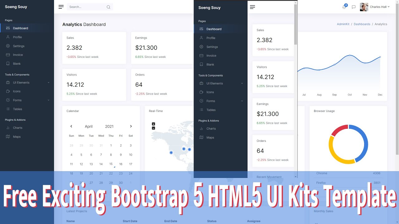 Free Exciting Bootstrap 5 HTML5 Dashboard Template - YouTube