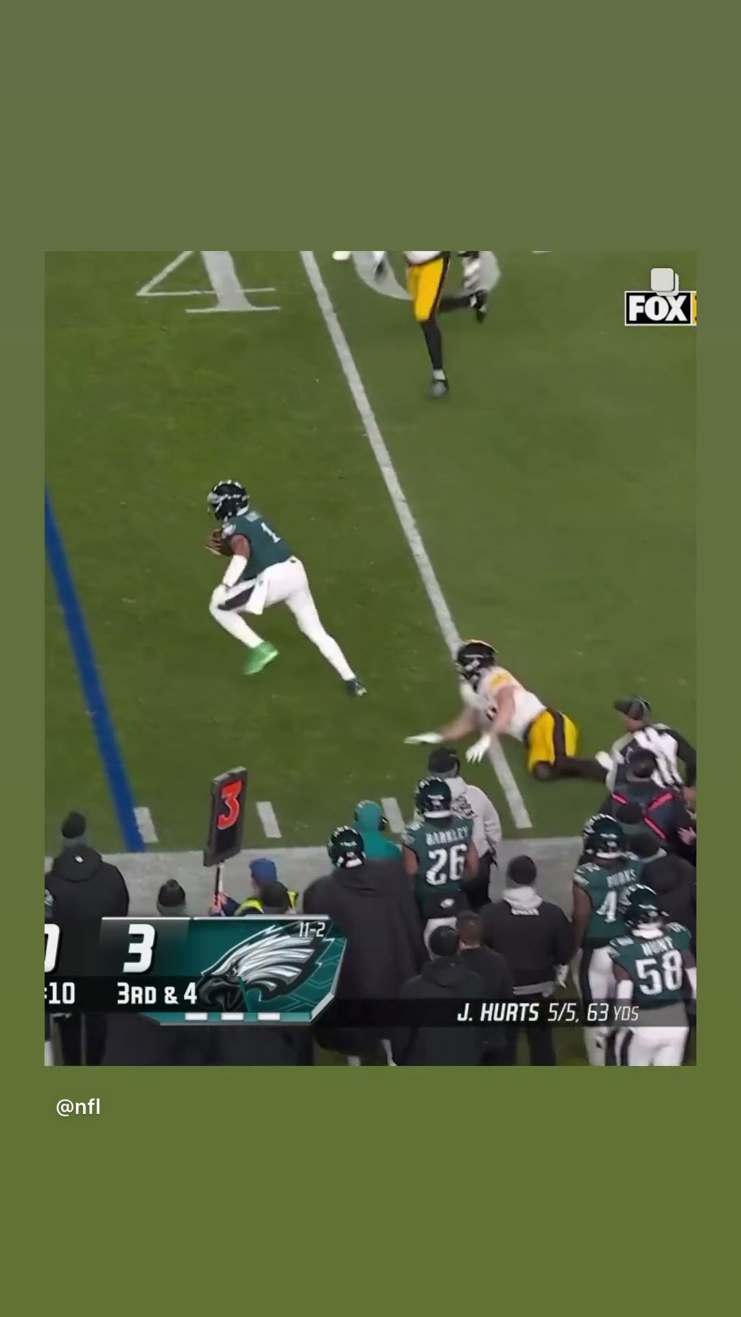 The ball comes loose #hoodnews #philadelphiaeagles #steelers #fumble #jalenhurts #TjWatt #defense