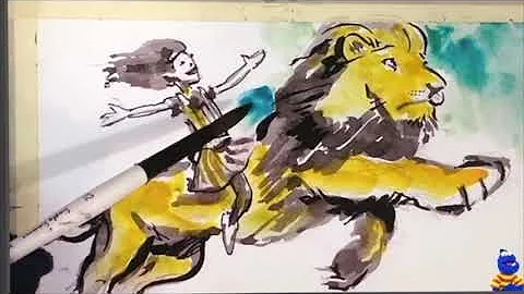 Easel Monster paints GIRL RIDING A LION now owned ...