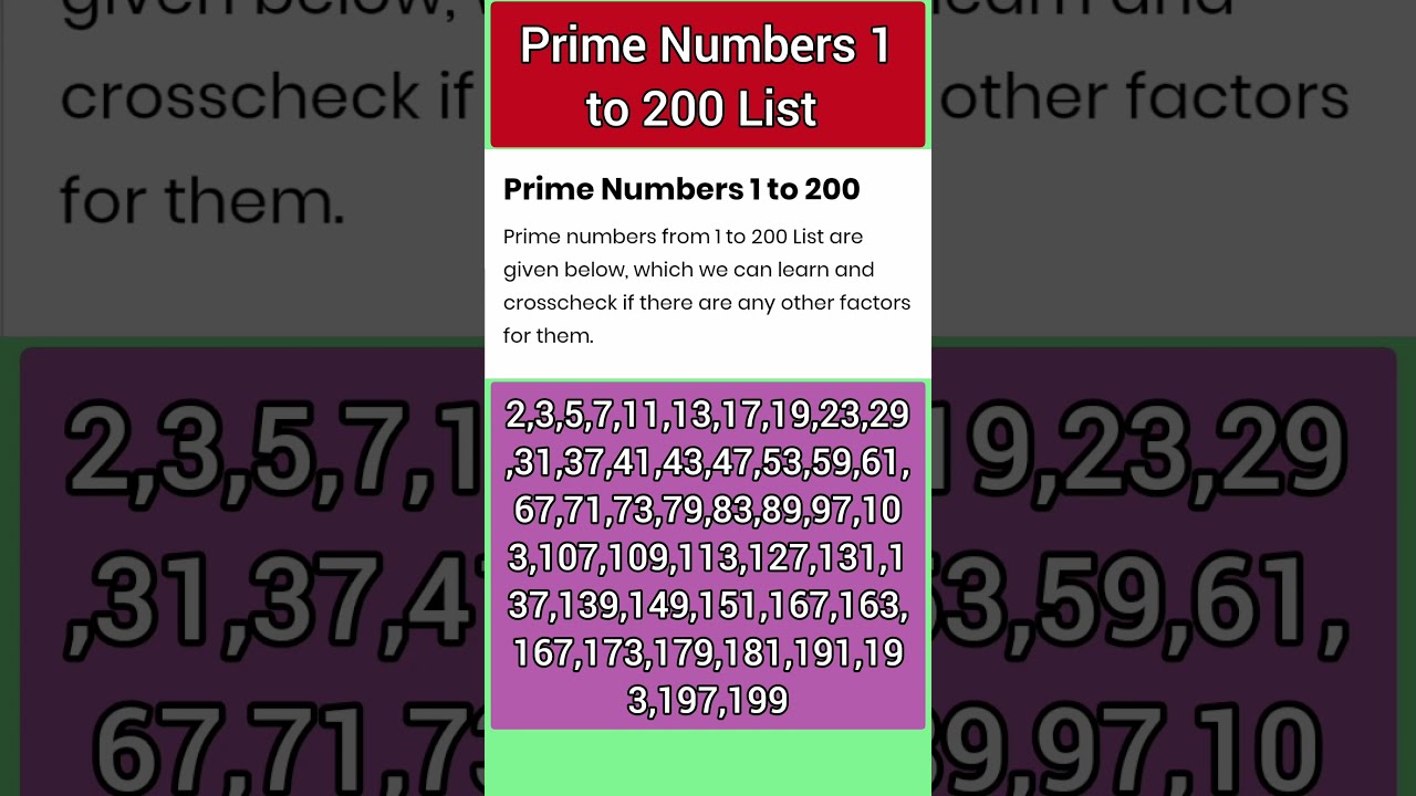 Prime Numbers From 1 To 200 How Many Primes Are There Under 