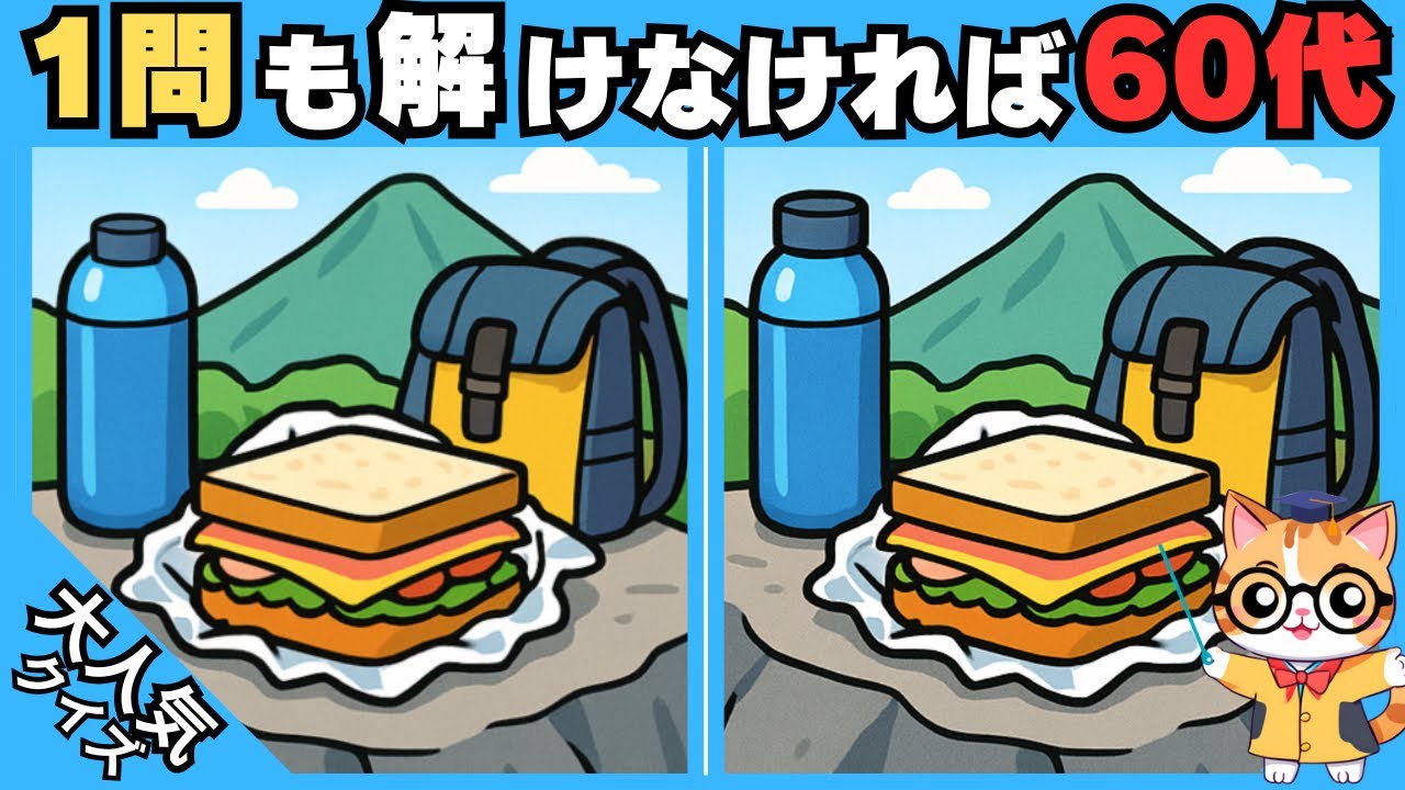 【脳トレ✖︎間違い探し】50代60代70代の高齢者向け❗️簡単脳トレ問題で記憶力向上💡 【認知症予防/老化予防/記憶力向上】#419