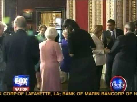 Michelle Obama Touches Queen Elizabeth II on the Back, and does not Curtsy. British forgive her