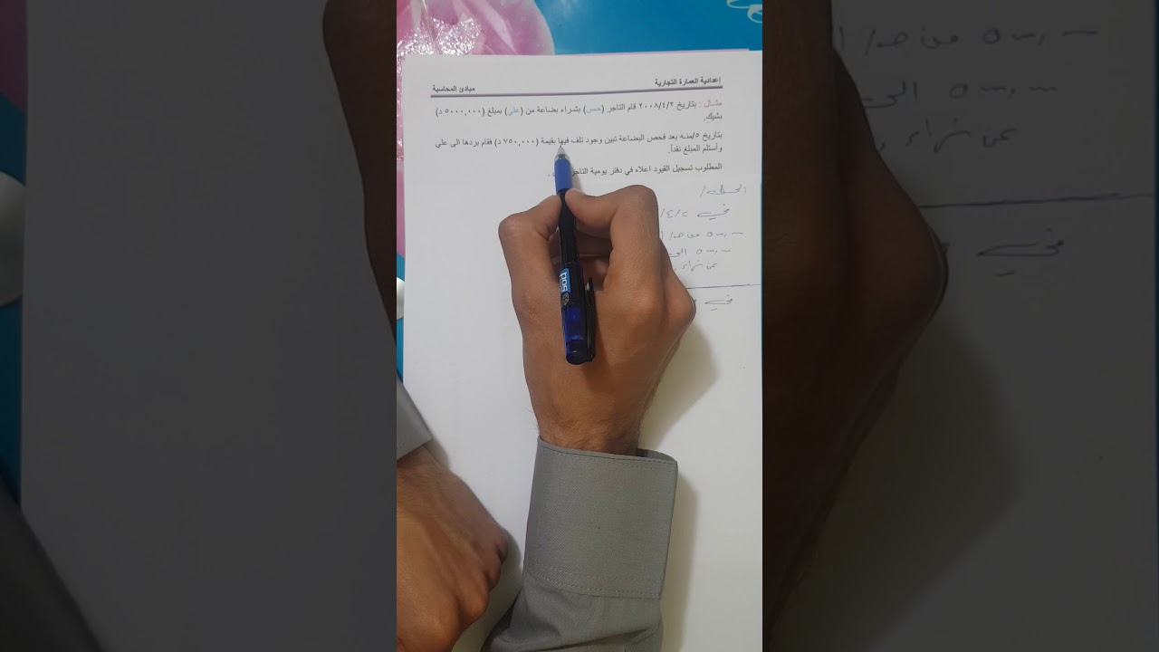 مبادئ المحاسبة| الصف الاول تجاري| أمثلة مهمة عن موضوع المردودات