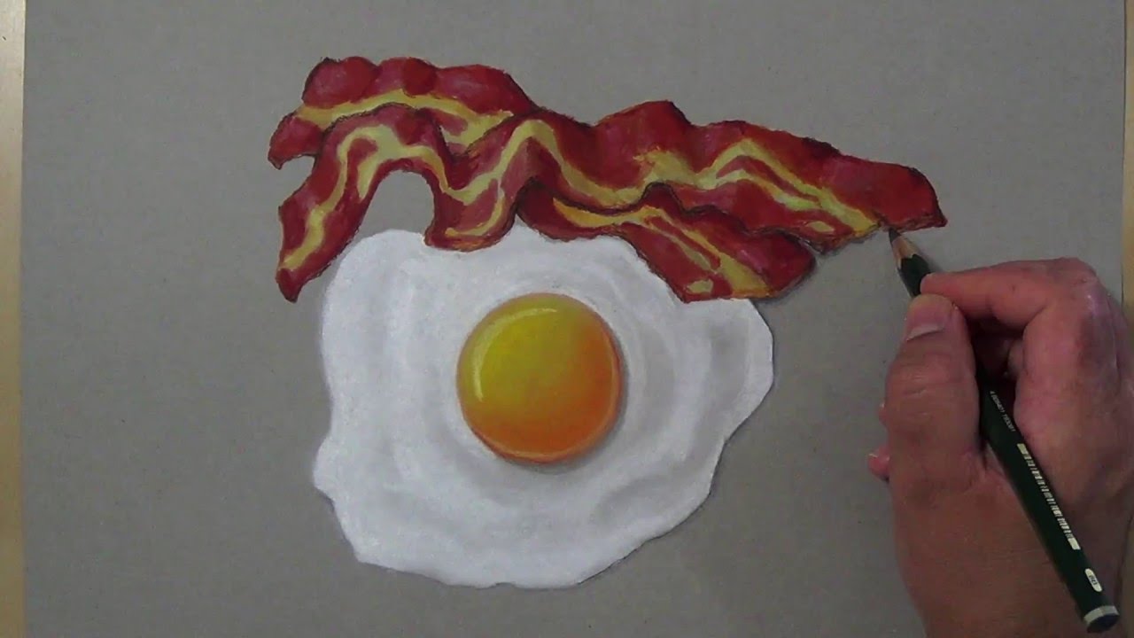 Hyperrealistic Realistic Drawing fried Egg Realistic Egg Drawing