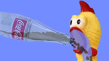 【Algodoo】Rubber chicken vs Mentos cola. びっくりチキン vs メントスコーラ