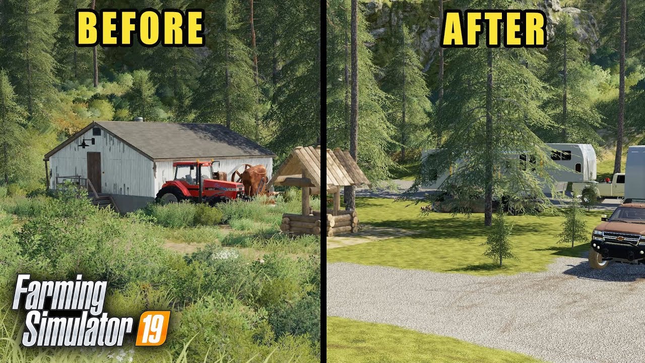 FS19- TURNING AN ABANDONED FARM INTO A CAMPGROUND! CLEARING BRUSH & PLANTING TREES