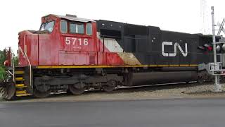 Cn 5716 Couples Freight Cars Together For Local Train In Siding At Pavilion, Mi