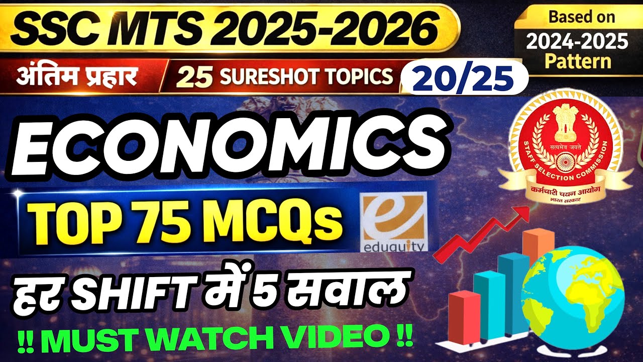 🔥 SSC MTS 2025-26 Economics: TOP 75 MCQs | अंतिम प्रहार - 20/25 | हर SHIFT में 5 सवाल पक्के!