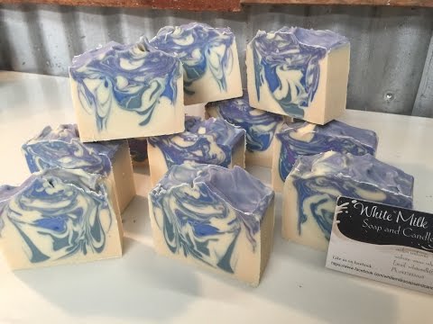 Blueberry Delight, cold process soap making.