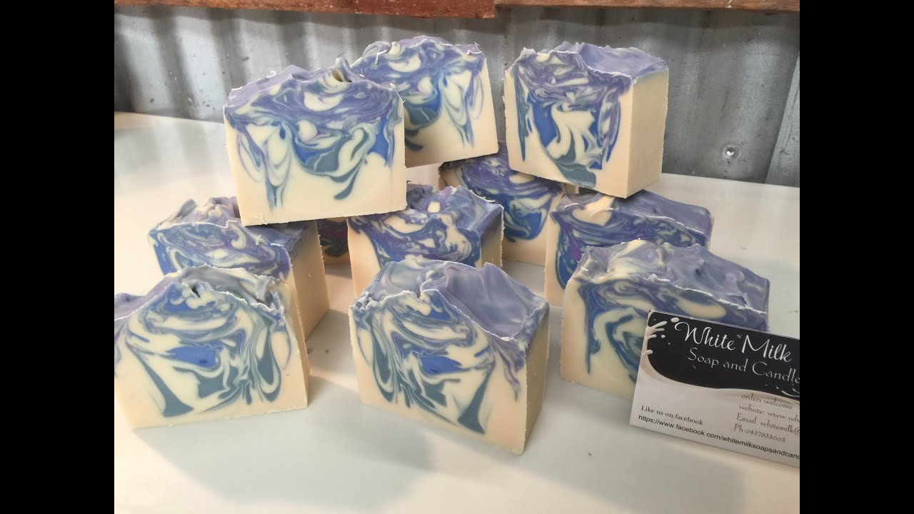 soap making business Blueberry Delight, cold process soap making.