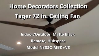 Home Decorators Tager 72 in. Ceiling Fan - model N383C-MBK+V8