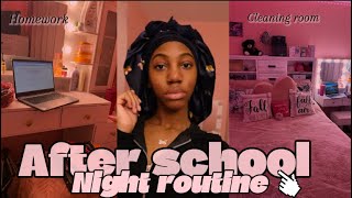 AFTER SCHOOL NIGHT ROUTINE | Homework, Cleaning messy room, skincare, etc.