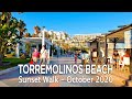Torremolinos Beach Sunset Walk in October 2020, Malaga, Costa del Sol, Spain [4K]