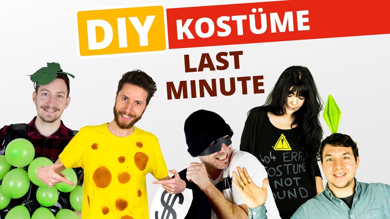 DIY: 5 Last Minute Kostüme zum Selbermachen - YouTube