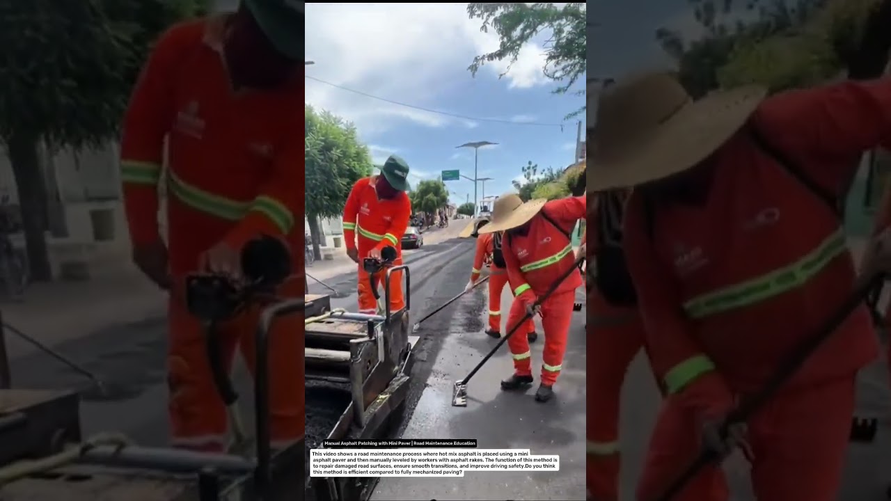Manual Asphalt Patching with Mini Paver | Road Maintenance Education.