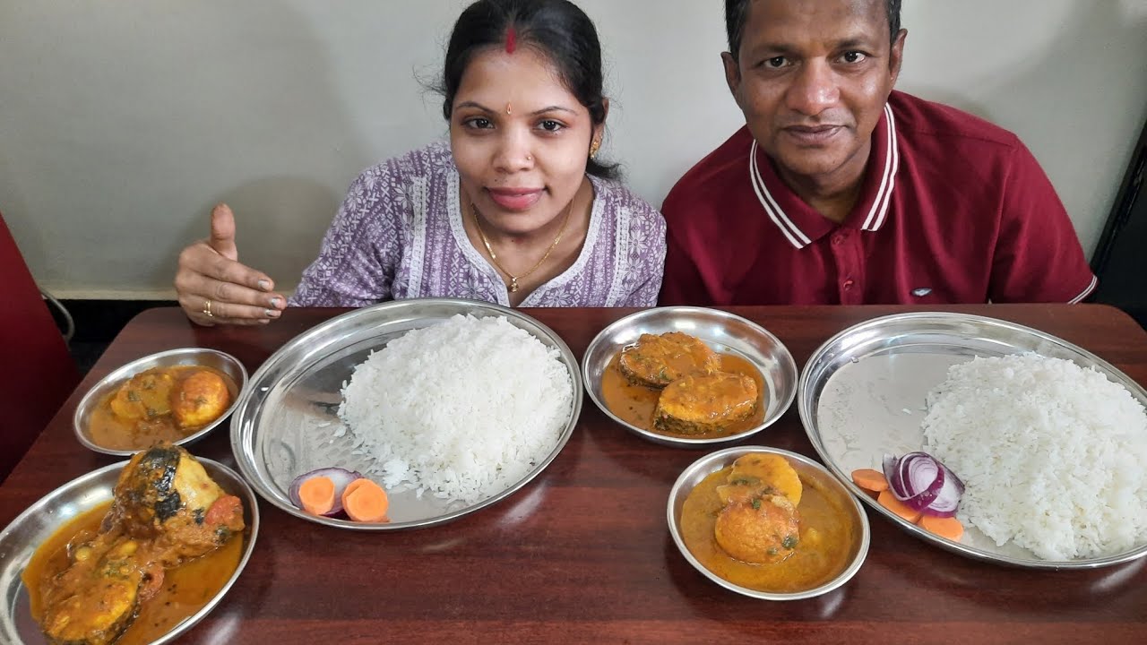 🔥🥵 Big bites| Rice ,fish masala fry🐟,Egg curry🥚 and🥗 salad🔥🔥 #eatingshow @foodloversavitha..5