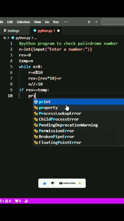 python program to check palindrome number #python #programming #coding ...