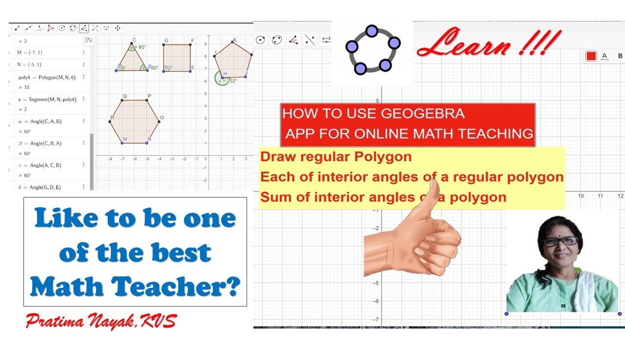 HOW TO USE GEOGEBRA FOR ONLINE TEACHING | REGULAR POLYGONS | INTERIOR ...