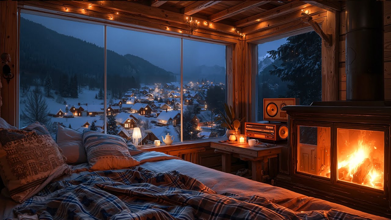 Cozy Up by the Fireplace and Snow Falls Gently Outside | The Ultimate Ambience | 50 Minutes