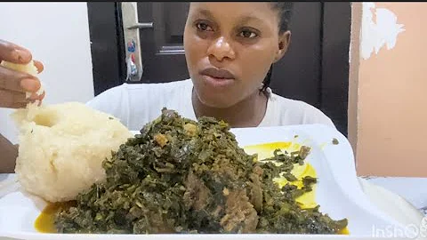 Asmr Mukbang Eforiro/Vegetable Soup with Cassava Fufu/African Food Mukbang