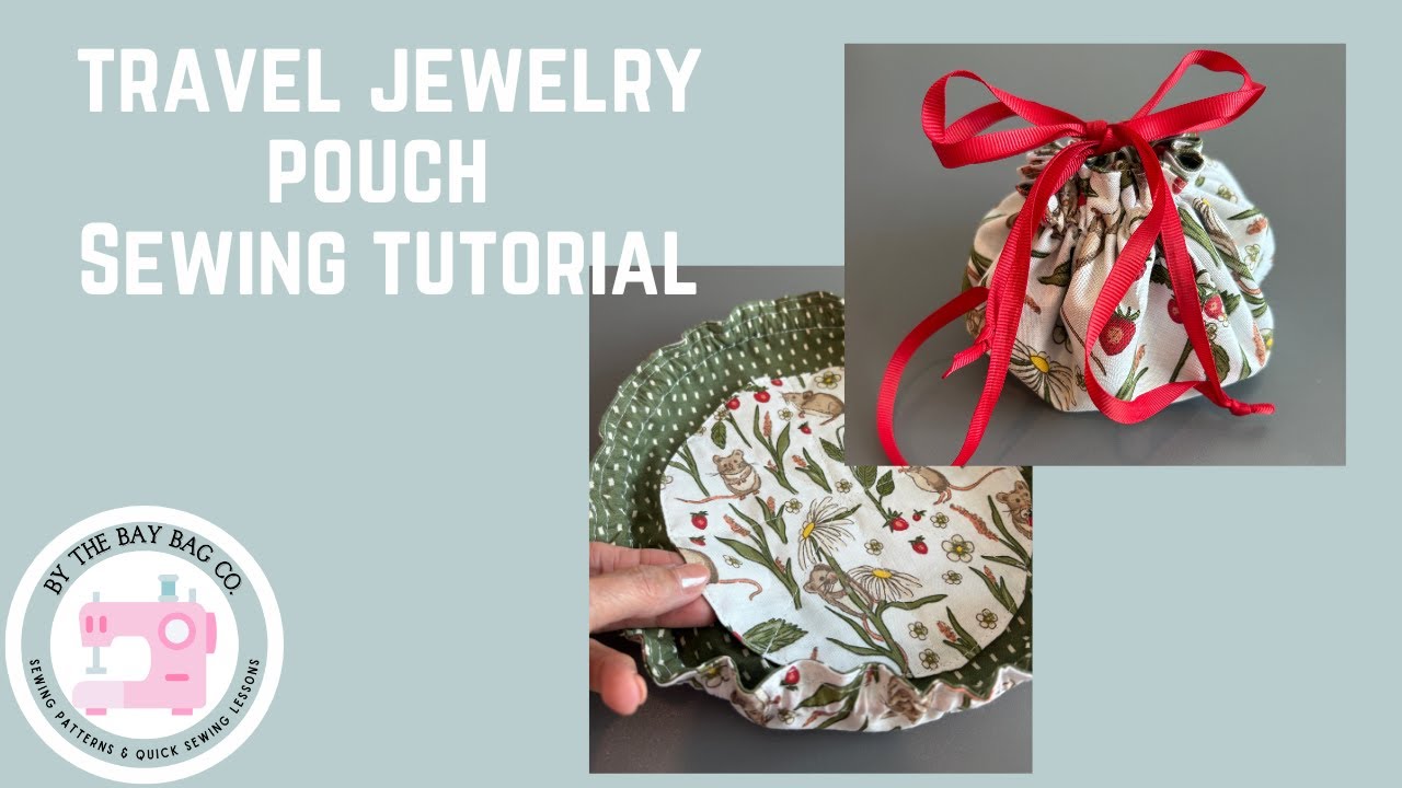 Дорожный мешочек для украшений со шнурком своими руками | Простой урок шитья