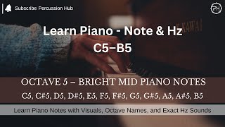 Octave 5 Piano Notes | C5–B5 | 523.25–987.77 Hz | Learn Fast | Ear Training & Piano Basics