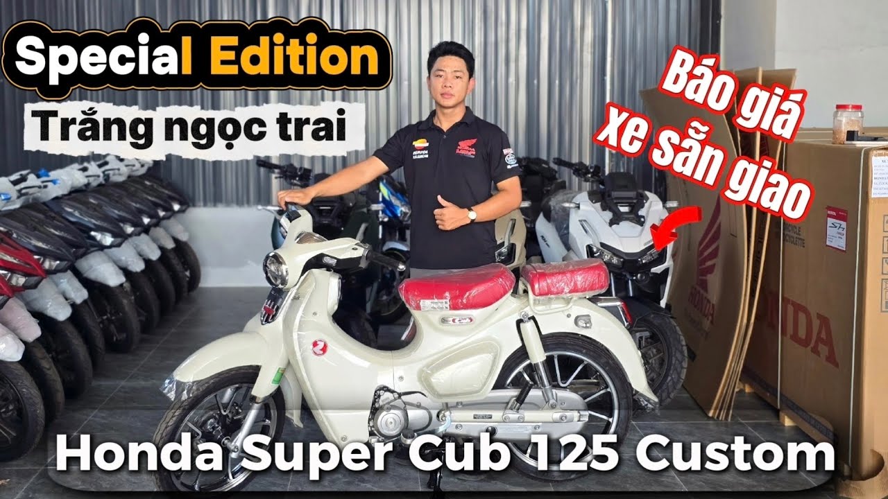 Báo giá Super Cub 125 Custom trắng ngọc trai sẵn xe giao ngay tại xe máy Ngọc Trâm Tây Ninh