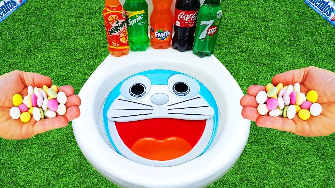 Try Doraemon Mask Reaction in Toilet with Coca Cola, Fanta, Mirinda ...