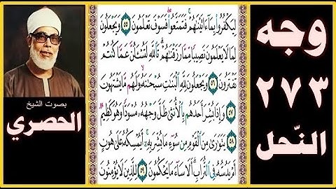 صفحة 273 سورة النحل بصوت الحصري - ليكفروا بما آتيناهم فتمتعوا فسوف تعلمون (55) ويجعلون لما لا يعلمون