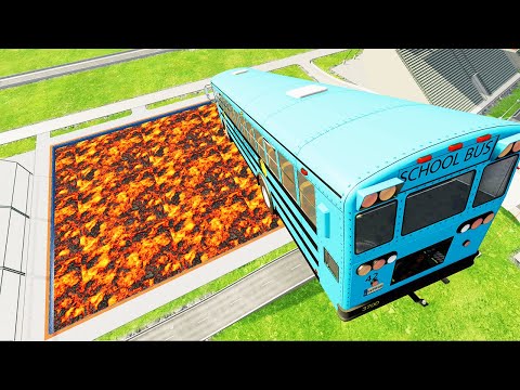 Видео: Cars vs Lava Pools Monster Truck, School Bus, Lego Cars #67 – BeamNG.Drive | BeamNG-Destruction