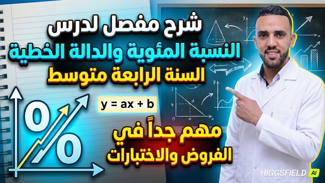 الدرس الأول | شرح مبسط لدرس النسبة المئوية والدوال للسنة الرابعة متوسط 