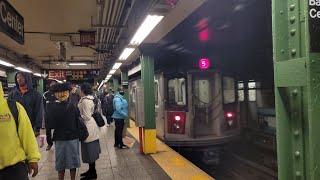 Manhattan bound R142 (5) train departing Atlantic Av-Barclays Ctr