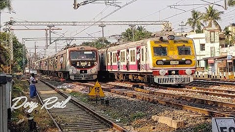 3 Dazzlingly beautiful EMU train made a parallel - chase and Crossing