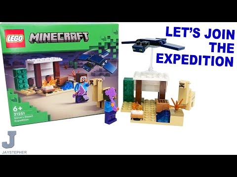 YouTube thumbnail: LEGO Minecraft 2024 Steve's Desert Exploration 21251 Unboxing, Build, &amp; Review