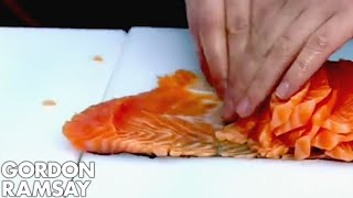 Salmon slicing world record | Gordon Ramsay