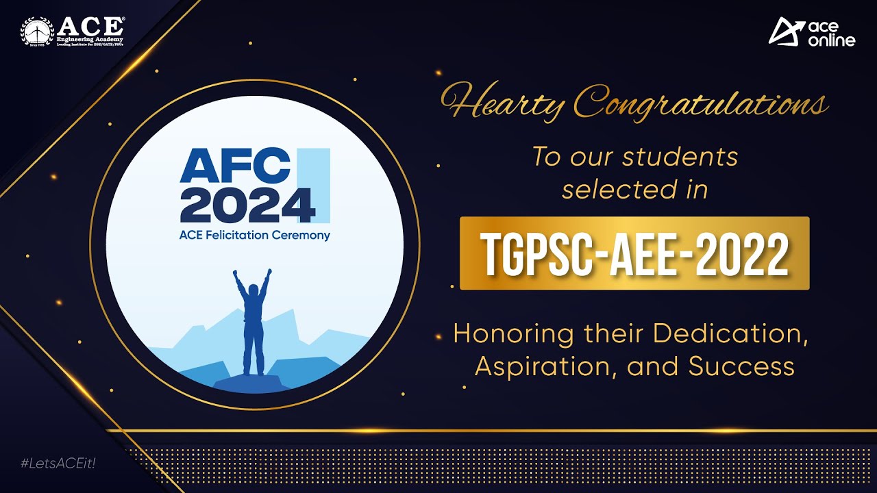 ACE Felicitation Ceremony 2024: Celebrating TGPSC AEE- 2022 Rankers' Success | ACE Online