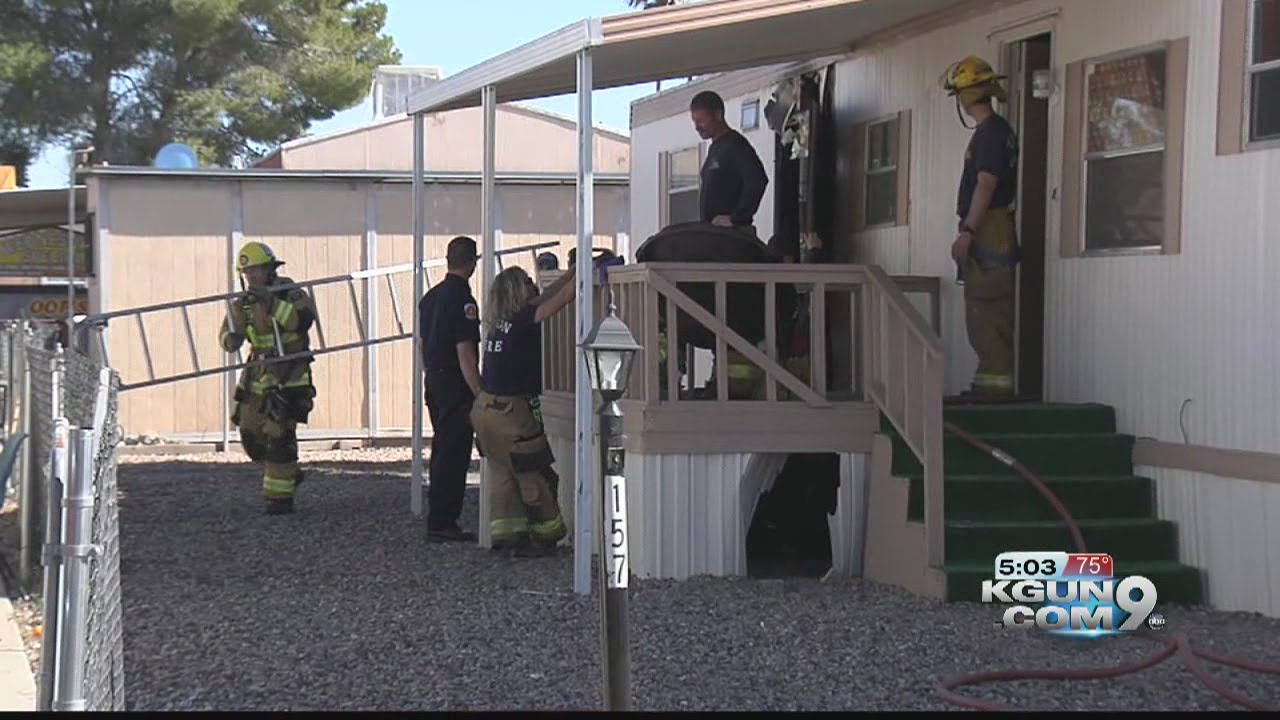 Tucson Fire Department responding to mobile home fire - YouTube