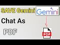 How To Save Google Gemini Conversations As A PDF File 2026 | Gemini Text Ko PDF Kaise Banaye