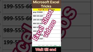 Right Function of Excel | len function of Excel | shortfeed | shorts | viral video | ytshorts