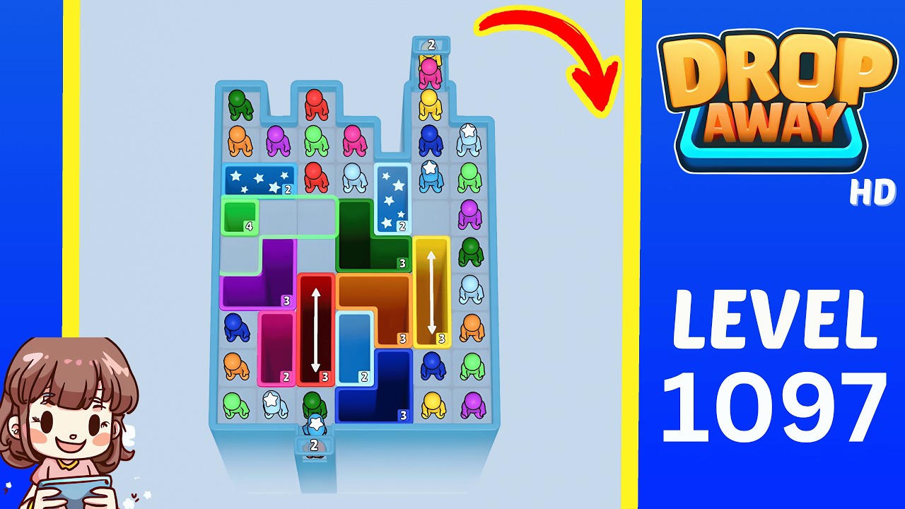 Drop Away Level 1097 Solution Walkthrough