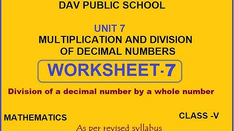 DAV Maths Class 5 Unit 7 Worksheet 7
