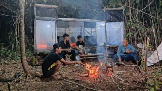 camping hujan deras sambil mancing belut makan enak di shelter saat bulan puasa 