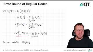 Lecture "Channel Coding: Graph-based Codes", Chapter 5, Vid. 3, "Error Bound of Regular Codes"