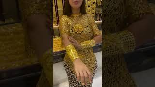 😱 Unbelievable! A Dress Made Entirely of Gold! 💰✨ #LuxuryStyle