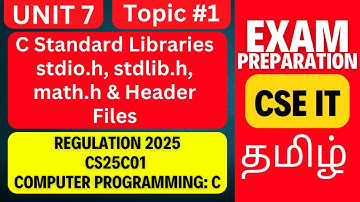 CS25C01 C Programming | Standard Libraries & User-Defined Header Files | Anna University R2025