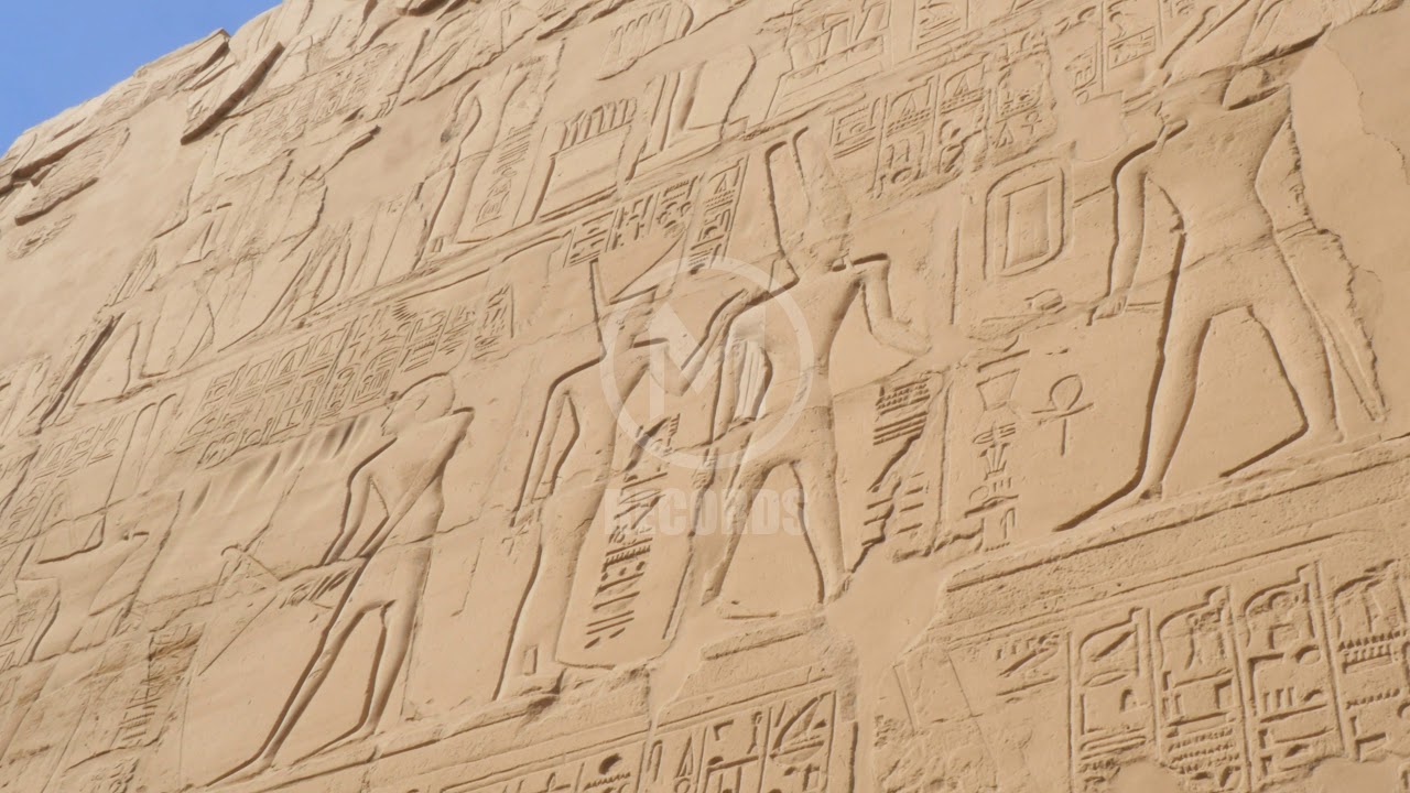 STOCK FOOTAGE - The Wall is Decorated With Ancient Drawings