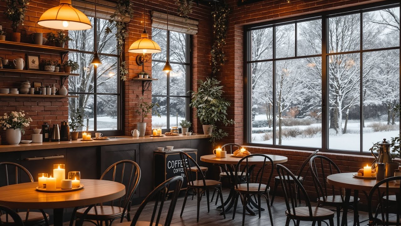 Cozy Winter Coffee Shop Ambience • Relaxing Instrumental Jazz Music for ...