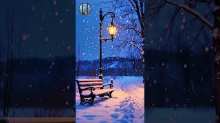 Lonely streetlamp in the snow ❄️ winter night & falling snowflakes | 8k cinematic seamless loop