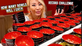 SOBA NOODLE RECORD CHALLENGE in JAPAN?! 300  BOWLS EATEN!! #RainaisCrazy