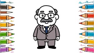 How to Draw a Cute Grandpa Step by Step! 🧓